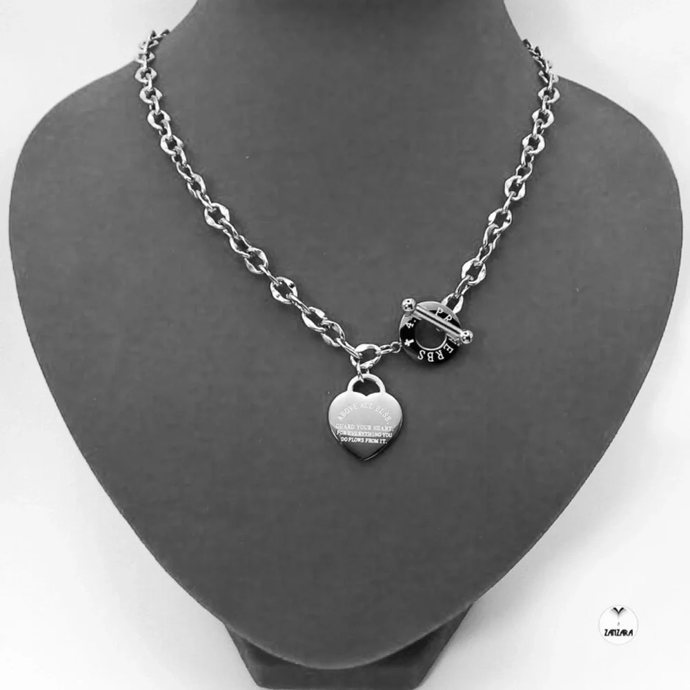 New Proverbs 4:23 Handmade 316L Stainless Steel Cross Heart Pendant Necklace
